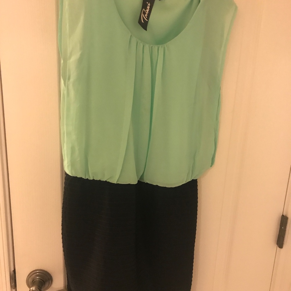 Green and black dress